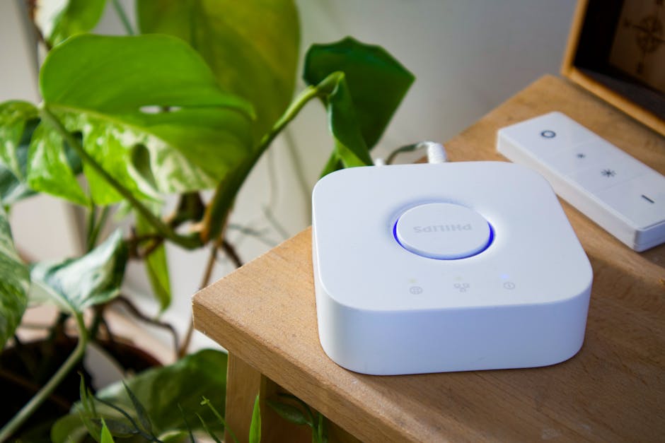 Philips Hue starter kit with three colour-changing bulbs and the Hue Bridge