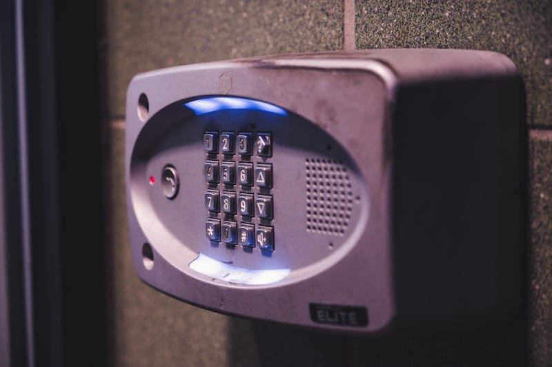 Smart video doorbell at the front door of a UK home
