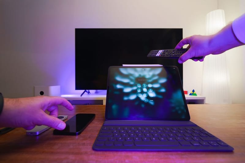 Tablet showing smart home controls